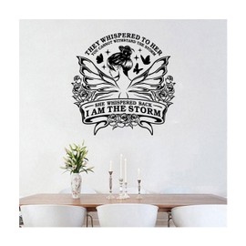 MYMKO They Whispered to Her You Cannot Withstand The Storm Size 20x21'', Girly Butterfly UV DTF Wall Car Mirror Decal, Peel and Stick Wall Art Decal for Living Room Bedroom Kitchen TV Wall