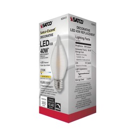 Satco S23413 4 watt C15 LED; Satin Spun; Clear; Medium Base; 2700K; 300 lumens; 120 Volts (6 LED Bulbs)