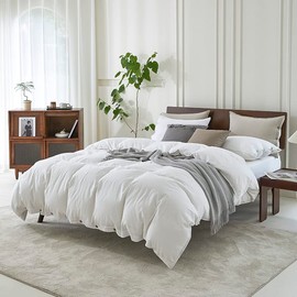 EVERLY 100% Pure Linen Duvet Cover Set California King Size 104X98Inch 3pcs (1 Duvet Cover,2 Pillowcases) Soft and Breathable for All Season with Coconut Button Closure,Suitable for Hot Sleepers-White