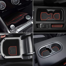 LITTOU KOLOME 13 Pieces Anti-Dust Non-Slip Inner Door, Cup, Arm Box, Storage Mat Rubber Mats for TROC 2018-2021 2022 2023 2024 (Red)