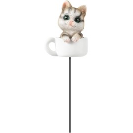 Dizahab Cute Cat Mini Figurines with Stakes Adorable Garden Statues for Flower Plant Pot Decorations Miniaturefairy Garden Sculpture