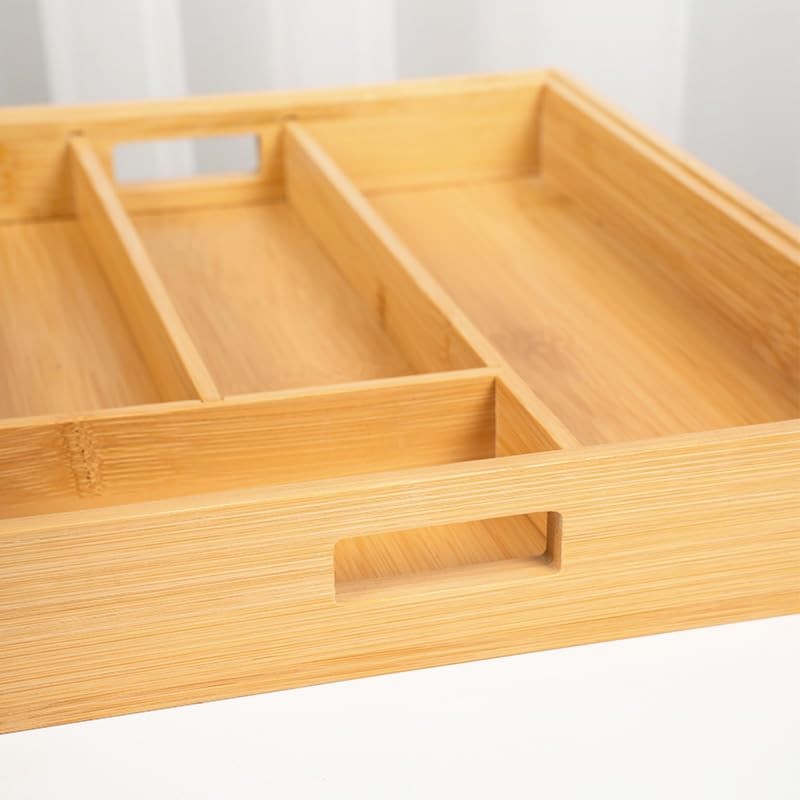 YIKATEND HX-8803 Bamboo Expandable Flatware Drawer Organizer