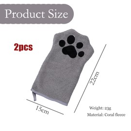 2 Pcs Dog Cleaning Gloves,Towels for Drying Pet Cat Glove Bath Paw Grooming Drool Cats Soft Dogs Absorbent Brushing Dry Paws Wipe Hair Short Puppy Brushes,for Fellp Flegeh and Schuh Wipes Washing