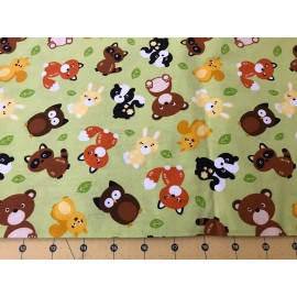 Forest Animals 100% cotton fabric sold by the yard #1558