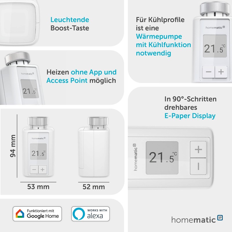 Homematic IP Radiator Thermostat - Flex, Smart Home, Digital Thermostat