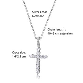 JUANKIKI Cross Necklace for Women Silver Necklace with Cross Pendant Trendy Cross Silver Cross Necklace for Women Jewelry Gifts