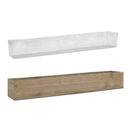 CYS EXCEL Rectangle Wood Planter Box with Removable Plastic Liner (H:4" Open:34"x5") | Multiple Size Choices Wood Rectangular Planter | Indoor Decorative Window Box
