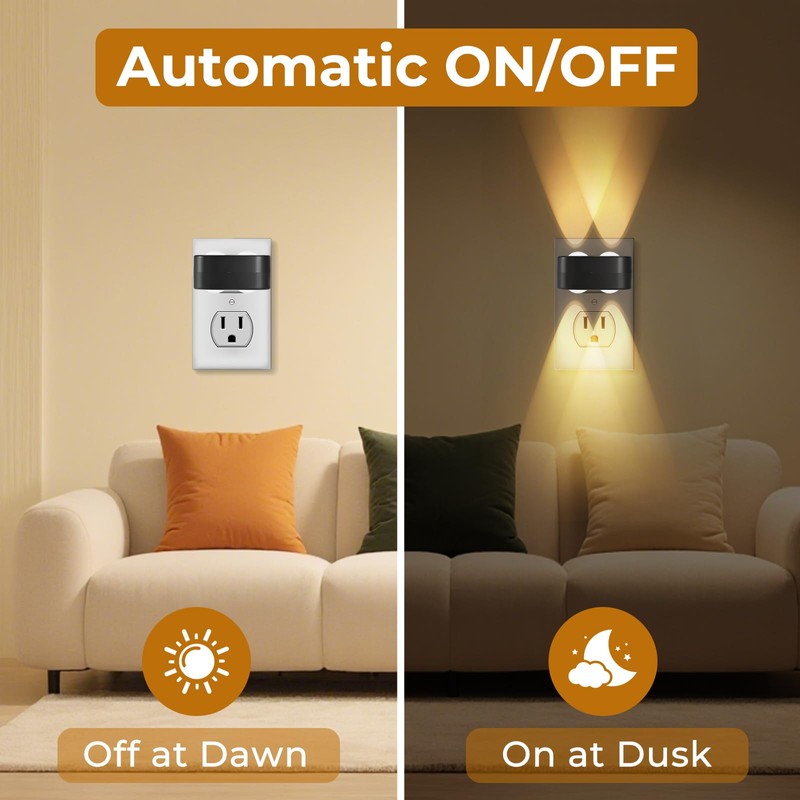 SETEN 4-Pack LED Night Lights Plug into Wall, 2700K Soft