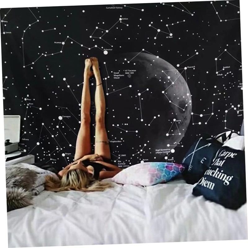 Zerodeko Cosmo Moon Tapestry Plush Decorative Hanging Cloth for Living