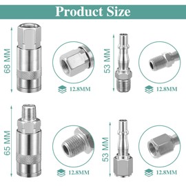 ASelected 12 Pcs Air Compressor,1/4 Inch BSP Air Line Hose Fittings Connectors,Couplings Connector Plug Kit Air Line Connectors,Quick Release Extension Connector Coupler for Compressor Tools