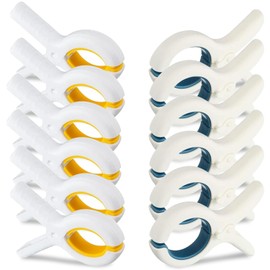 Beach Towel Clips 12Pcs, Large Beach Towel Holder,Non-Slip Plastic Beach Towel Pegs,Windproof Strong Clothes Laundry Pins, Beach Chair Clips for Beach Towels, Clothes, Socks, Blankets