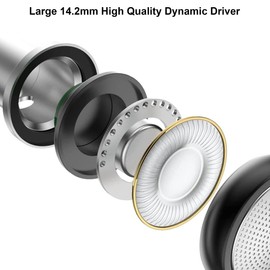 Hmusic - Auriculares de cabeza plana, 14,2 mm con cable de driver dinámico, sonido estéreo de alta fidelidad, auriculares clásicos con micrófono y control de volumen para música, deportes, correr