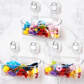 Honeydak 3 Pack Bath Toy Storage Holder for Bathtub Wall Mounted Bathroom Organizer with Drain Holes Acrylic Large Capacity Bathtub Toy Storage for Baby Shower Caddy Bathroom Bedroom