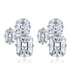Ferkerylu Sterling Silver Diamond Earrings for Women Emerald Cut Lab