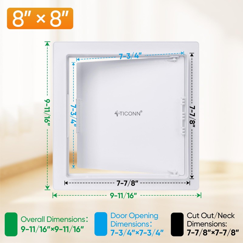 TICONN Access Panel for Drywall, 8 x 8 Inch ABS