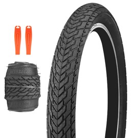ZUKKA 20 x 2.35 Bike Tire 1/2 Pack 20 inch x 2.35 BMX Bike Tire Folding Replacement Tire for MTB Mountain Bike, BMX Bicycle Commuter Bike (Black, 1 Tire+2 Levers)