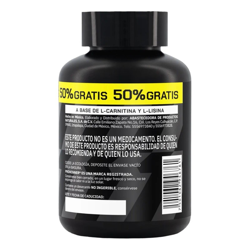 Suplemento L-carnitina (30 Cps) 50 Extra - Prowinner Sin Sabor