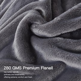 Rendiele Super Soft Throw Blanket for Sofa Couch Bed, 280GSM Lightweight Plush Warm Flannel Fleece Throw Single, Washable Fluffy Cozy Blankets for All Season 125 x 150 cm, Light Grey