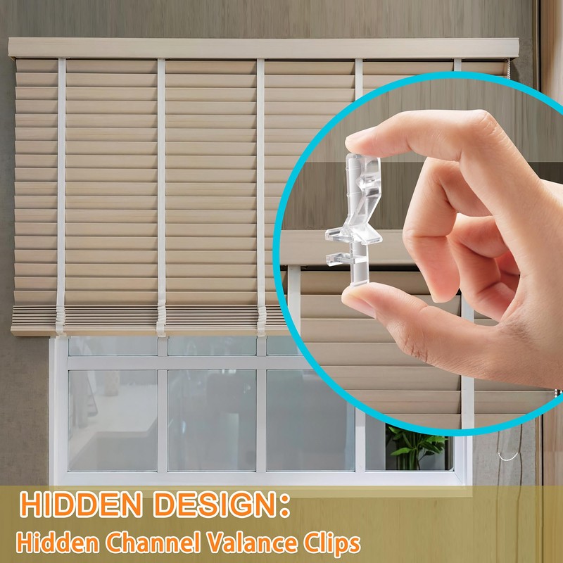 12 Pcs Valance Clips for Blinds, 1-7/8 Inch Hidden Channel