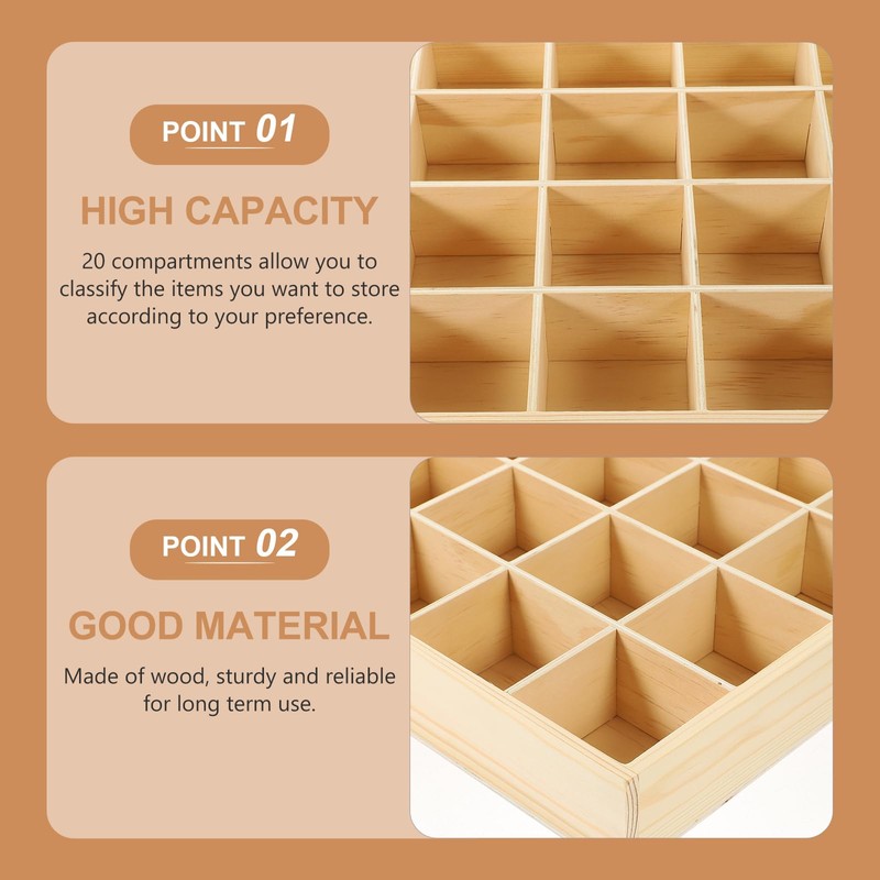 FOMIYES Closet Drawer Divider Wooden Storage Organizer with 20 Compartment
