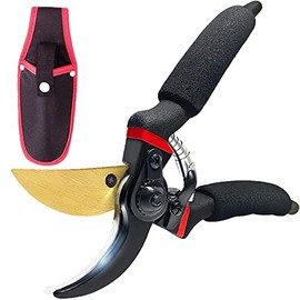RONAVO Pruning Shears, Steel Blade, Titanium Coated Bypass Type, Pruning Shears, Soft Grip Garden Pruning Scissors, Heavy Duty Pro Series Garden Clipper, 1.2" Cutting Diameter, Blade Lock..