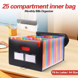 Document Folder A4 25 Compartments Large Capacity Sorting Folder Expanding Folder Colourful File Organiser Folder Desk Organiser Briefcase Folder Document Bag Folder