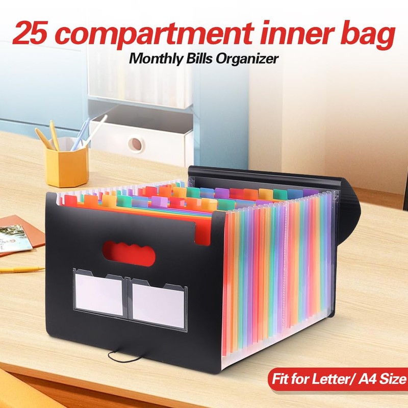 Document Folder A4 25 Compartments Large Capacity Sorting Folder Expanding