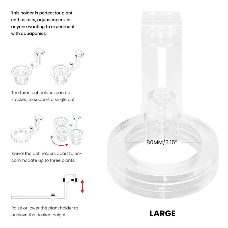 Ultum Nature Systems Hydro Pot Holder – Clear Adjustable Acrylic