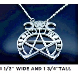 Fashion Jewelry PENTAGRAM PAGAN TRIPLE MOON O0CCULT Pendant On 20" 925 Sterling Silver Necklace