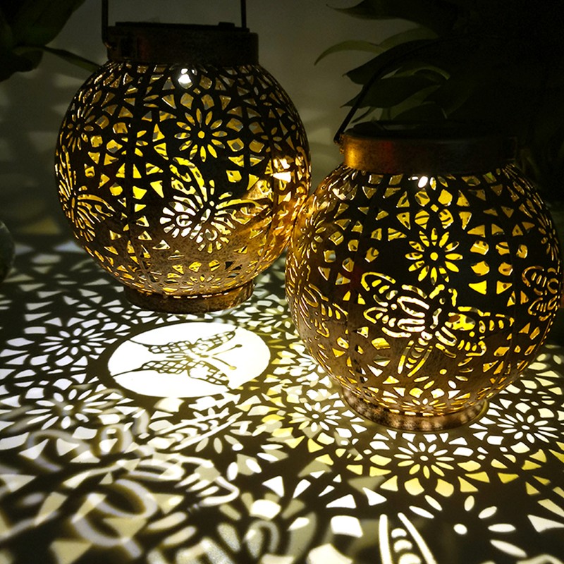 Patio Lawn Spherical Skeleton Projection Lamp Metal Butterfly Dragonfly Hummingbird