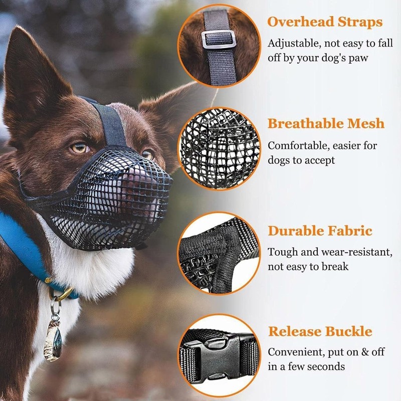 Dog Muzzle Soft Mesh Muzzle, Breathable Muzzle for Small Medium