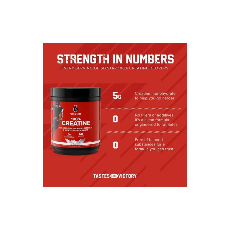 Six Star Creatine Monohidrato Polvo Sin Sabor 60 Porciones