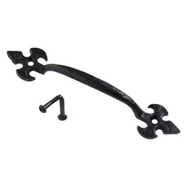 Merriway® BH01794 Fleur-de-Lys Design Pull Cupboard Cabinet Door Handle, 177mm (7 inch) - Black Antique