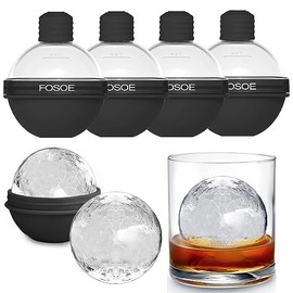 Moldes de silicona para bola de hielo, juego de 4 fabricantes redondos con tapas para cócteles, bourbon y bebidas