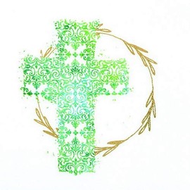 20 Napkins Holy Cross Green for Christening, Communion and Confirmation 33 x 33 cm