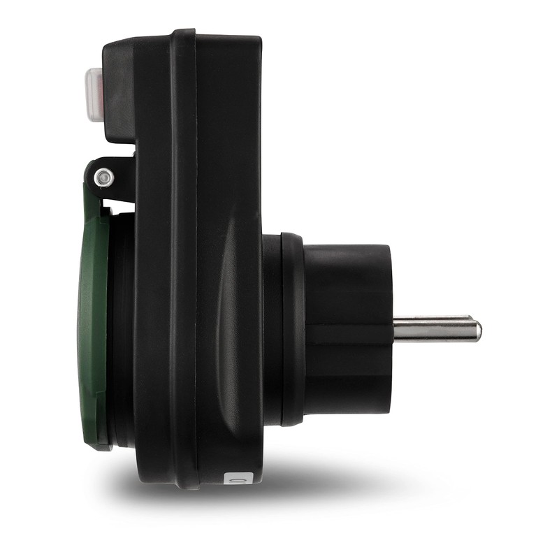 REV Adaptor with Switch IP44 nero-verde