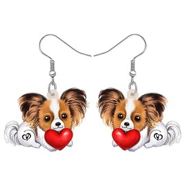 RAIDIN Acrylic Cute Papillon Dog Dangle Earrings for Women Girls Cute Puppy Pets Hook Earrings Jewellery Gifts for Dog Lovers Charms, Acrylic, No Gemstone
