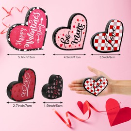 5 Pieces Of Heart Sign Wood Freestanding Red Wooden Hearts For Valentines Day Centerpiece Decorations For Home Tray Table Door Wedding Valentine’s Party Birthday Party (5 Designs and 5 Sizes)