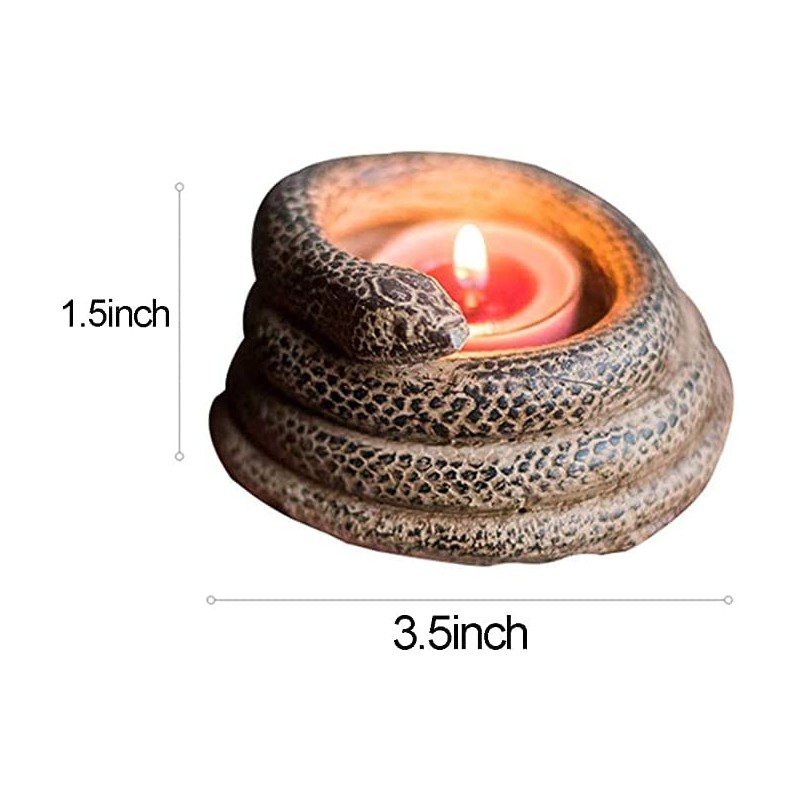 123Arts Resin Candlestick Relief Coiled Snake Candle Holder Ornament