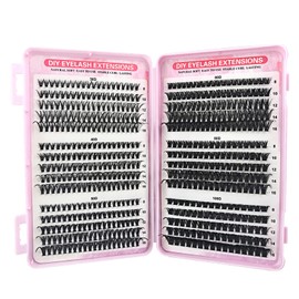 570 Pieces Individual Eyelashes, 30+40+50+60+80+100D Fluffy Russian Eyelashes Extensions, 8-16mm Mix Cluster Lashes Kit, D Curl DIY Eye Lashes Ultra-lightweight Eyelash Clusters for Girls and Women