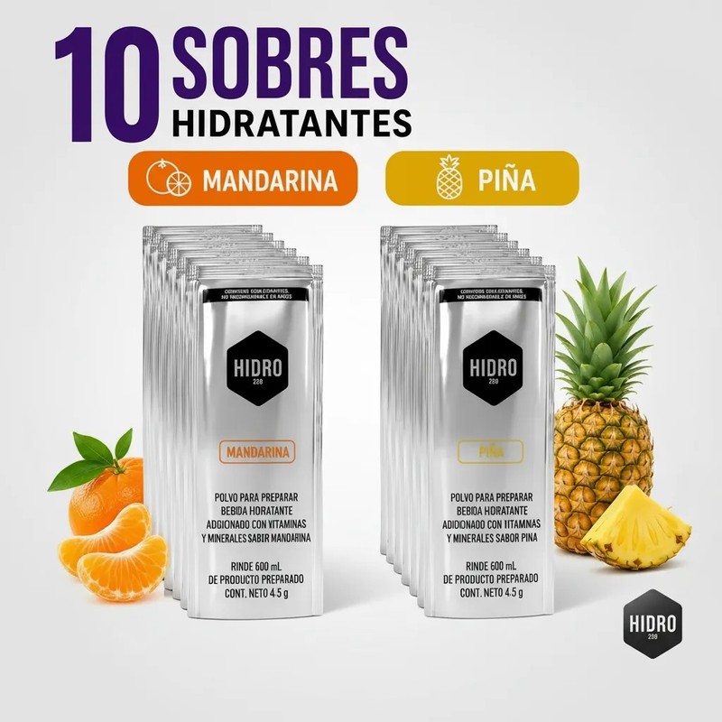 Bebida Hidratante Polvo Hidro 220 Paq 10 Sobres600ml Surtido