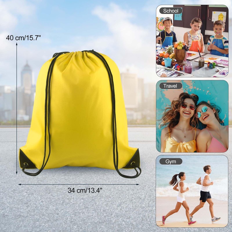 PLULON 2Pcs Drawstring Bags Bulk Yellow Drawstring Backpack String Backpack