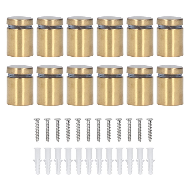 12Pcs Advertising Nail Stainless Steel Electroplated Brushed Gold Sign Holder