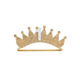 Baby Birthday Crown Headband 1st 2nd 3rd Years Birthday Hair Band First Birthday Crown Headwear BBD02 (1 Year-Gold)