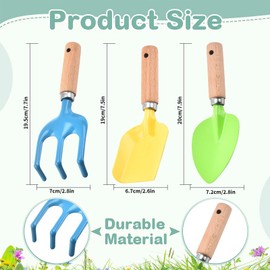Zalizr 3 Pcs Mini Gardening Tool Set, Includes Shovel, Rake, and Fork, Little Gardener Play Set for Planting, Digging, Transplanting, Ideal for Indoor Pots, Balcony, and Small Garden Use