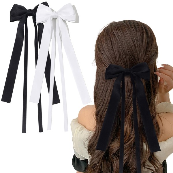 Flomiara Haarschleifen für Damen, Pferdeschwanz-Halter, Zubehör, Metallhaar-Clips, Zubehör, Friseurschleife, einfarbig,