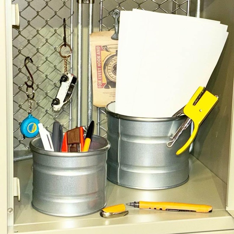 Dulton NB-0672L Galvanized Desk Organizer Pen Holder Pot Cover, Galvanized,