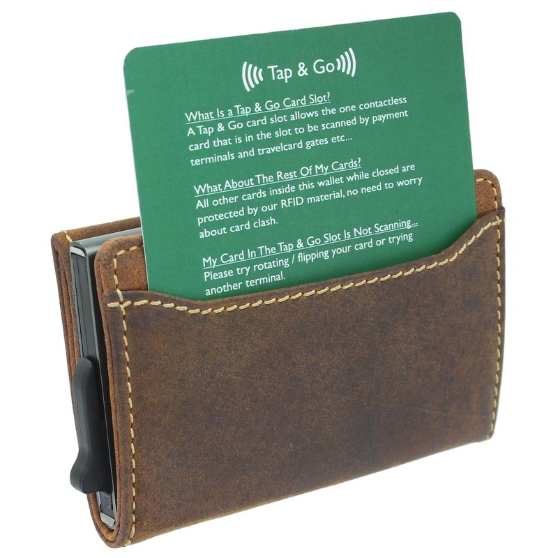 VISCONTI Leather Fireblade Ejector Card Wallet RFID Blocking VSL59 Oil