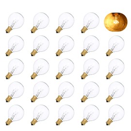 Neoglint Neoglint 25 Pack G40 Replacement Bulbs Outdoor 7 Watt G40 Globe Tungsten Bulbs 2100K Warm White Candelabra Screw E12 Base IP44 Waterproof Clear Glass Bulbs