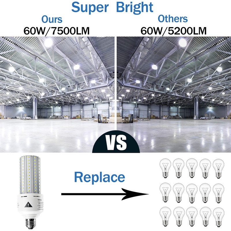 ZP 2 Pack Led Light Bulb 500W Equivalent 7500 Lumen
